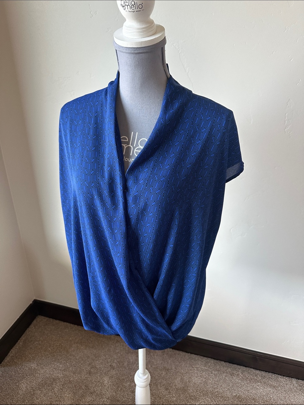 Bellatrix Royal Blue Patterned Surplice Top
